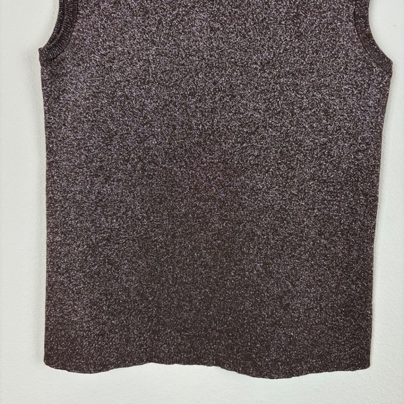 Coldwater Creek Brown/Gold Mock Turtle Neck Sparkly Sleeveless Tank; Size Small - Picture 3 of 9